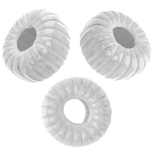Cuenta arandala a rayas 6 mm - Plata 925 x4