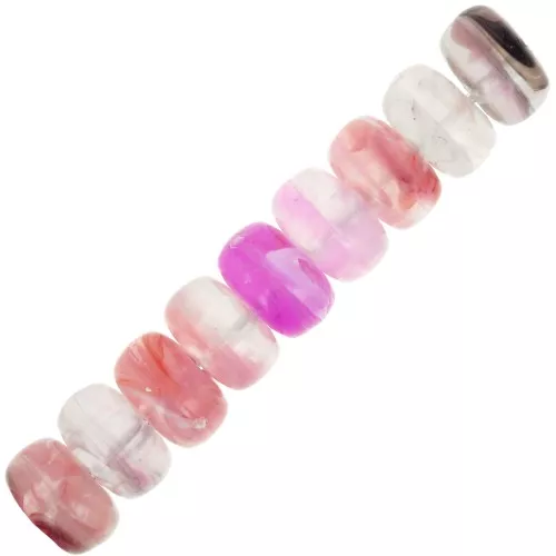 Cuentas arandela 7x4 mm en acrílico transparente - Mix Violeta - Rosa jaspeado x20