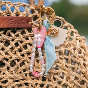 Cuentas arandela 7x4 mm en acrílico transparente - Mix Rosa - Verde jaspeado x20