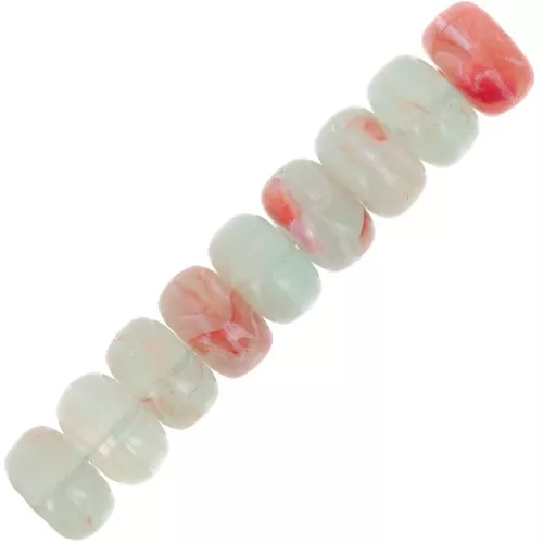 Cuenta arandela 7x4 mm acrílico transparente - Mix Azul gris - Rojo jaspeado x20