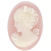 Camafeo de resina 18x13 mm - lado izquierdo - Light rose x1