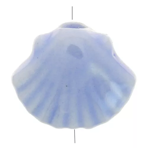 Cuenta concha de cerámica 10x12 mm - Azul cielo iridiscente x5