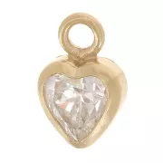 Dije corazón 5,5x3,5 mm Óxido de circonio - Oro laminado - Cristal