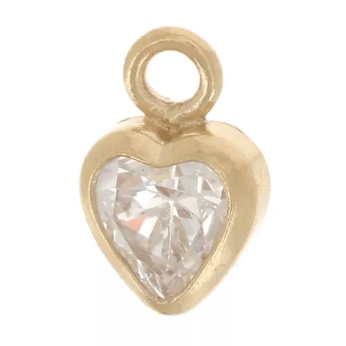 Dije corazón 5,5x3,5 mm Óxido de circonio - Oro laminado - Cristal