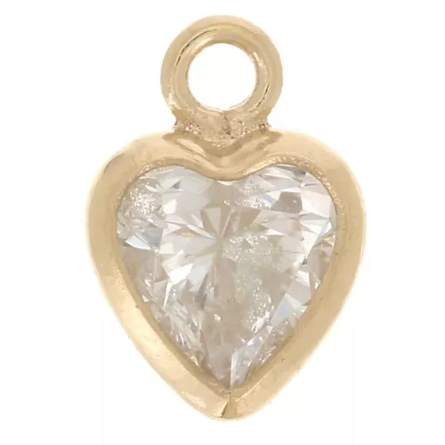 Dije corazón 6x4 mm Óxido de circonio - Oro laminado - Cristal x1