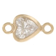 Entrepieza corazón 8x4 mm Óxido de circonio - Oro laminado - Cristal