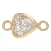 Entrepieza corazón 8x4 mm Óxido de circonio - Oro laminado - Cristal