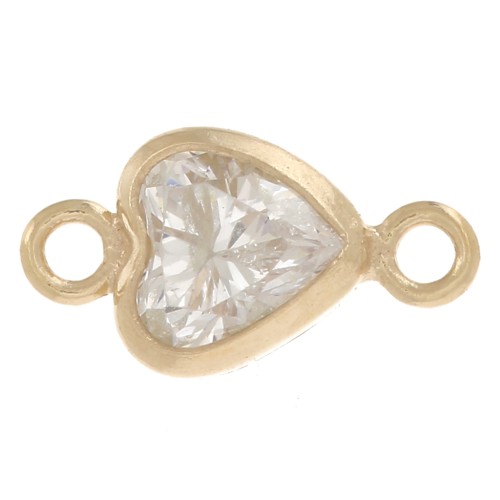 Entrepieza corazón 8x4 mm Óxido de circonio - Oro laminado - Cristal