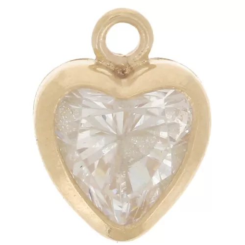 Dije corazón 7x5,5 mm Óxido de circonio - Oro laminado - Cristal x1