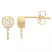 Ganchos pendientes redondos de 4.5 mm con CZ para semi-perforados - Gold filled (laminated gold) x2