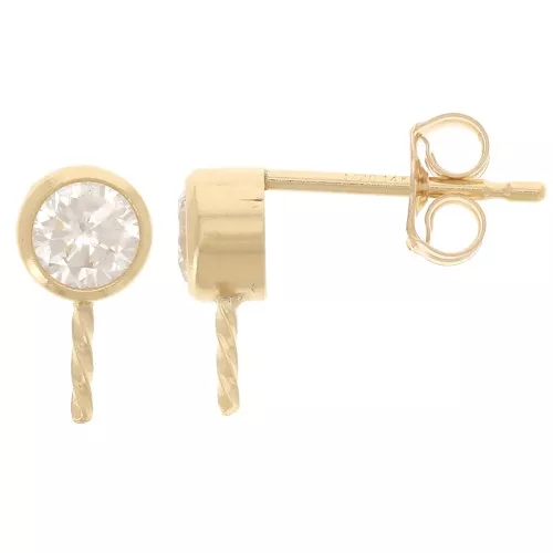 Ganchos pendientes redondos de 4.5 mm con CZ para semi-perforados - Gold filled (laminated gold) x2