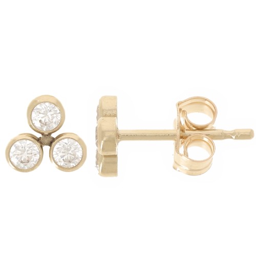 Pendientes 3 bolas 5 mm Óxidos de circonio - Gold filled (laminado oro) x2