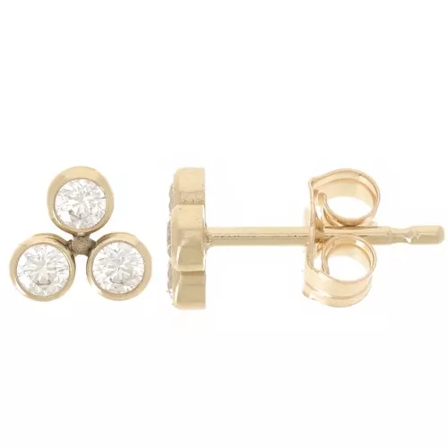Pendientes 3 bolas 5 mm Óxidos de circonio - Gold filled (laminado oro) x2