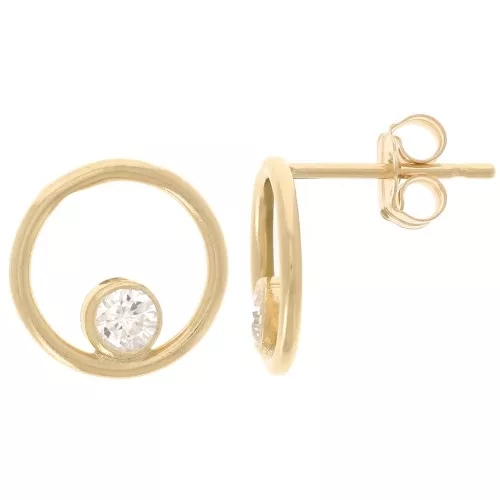 Pendientes de aro hueco de 10 mm Óxido de circonio Gold filled (oro laminado) x2