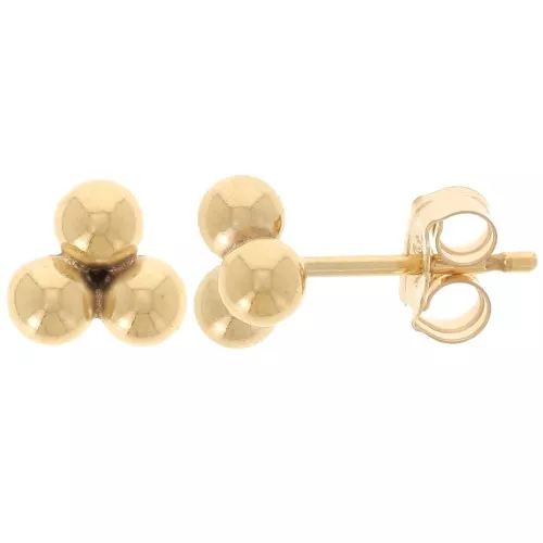 Ganchos pendientes 3 bolas 6 mm - Oro laminado x2