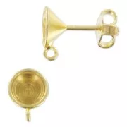 pendientes con trasera soporte cabujón 1028/1088 6 mm Dorado con oro fino x2