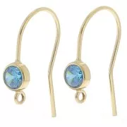 Crochet d'oreilles 16 mm et oxyde de Zirconium - Gold filled (or laminé) - Bleu x2