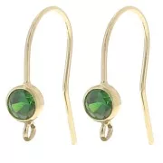 Crochet d'oreilles 16 mm et oxyde de Zirconium - Gold filled (or laminé) - Vert x2