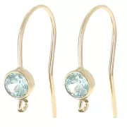 Aquamarine - 16mm Zirconia Ear hooks - Gold filled (laminado de oro) Aguamarina x2 16mm Zirconia Ear hooks - Gold filled (laminado de oro) Aguamarina x2