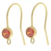 Naranja - Pendientes de gancho de 16 mm con óxido de circonio - Gold filled (laminado de oro) Naranja x2 Pendientes de gancho de 16 mm con óxido de circonio - Gold filled (laminado de oro) Naranja x2