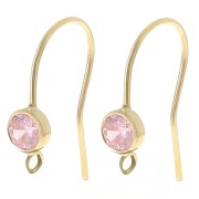 Pendientes gancho y circonita 16 mm - Gold filled (laminado oro) - Rosa x2