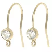 Crochet d'oreilles 16mm et oxyde de Zirconium - Gold filled (or laminé) Crystal x2