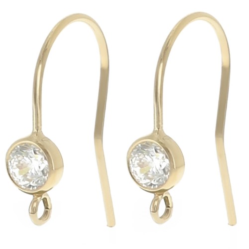 Pendientes de gancho y circonita 16mm - Gold filled Crystal x2