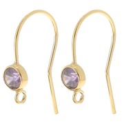 Pendientes de gancho de 16 mm con óxido de circonio - Gold filled (laminado de oro) Violeta x2