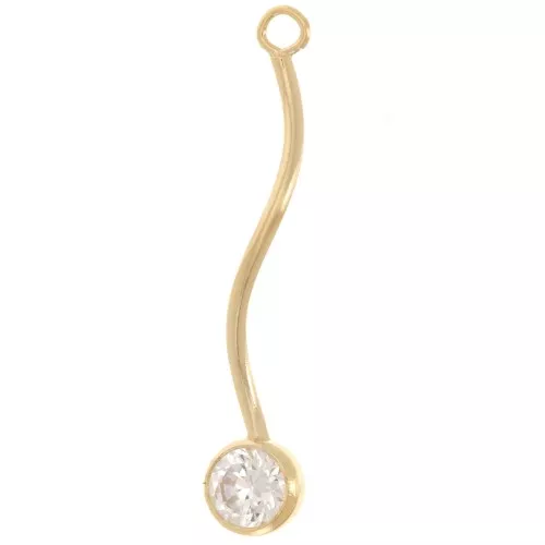 Colgante espiral 25x4,5 mm con óxido de circonio - Relleno de oro (laminado de oro) x1