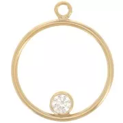 Dije de círculo hueco de 15 mm con anillo cerrado - Relleno de oro (laminado de oro) Cristal x1