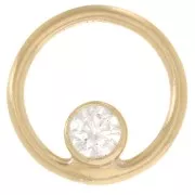 Dije de círculo hueco de 10 mm - Relleno de oro (laminado de oro) Cristal x1