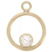 Dije de círculo hueco de 10 mm con anillo cerrado - Relleno de oro (laminado de oro) Cristal x1