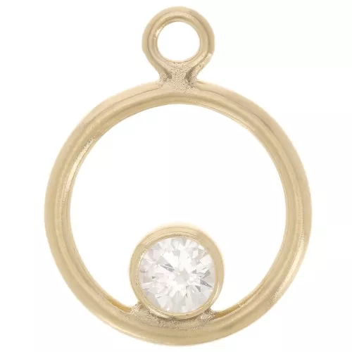 Dije de círculo hueco de 10 mm con anillo cerrado - Relleno de oro (laminado de oro) Cristal x1