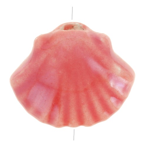 Cuenta concha de cerámica 10x12 mm - Rojo iridiscente x5