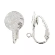 Pendientes clip con disco ajado 10 mm plateado x2