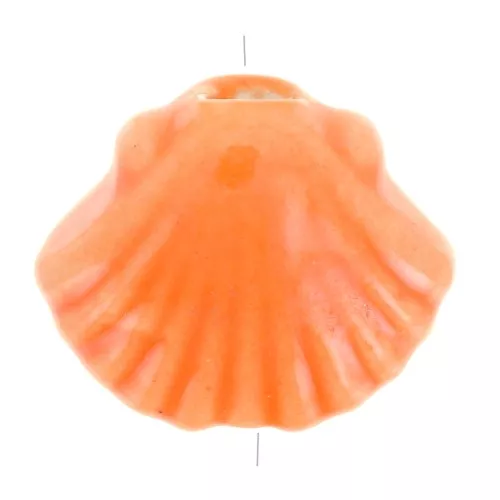 Cuenta concha de cerámica 10x12 mm - Naranja iridiscente x5