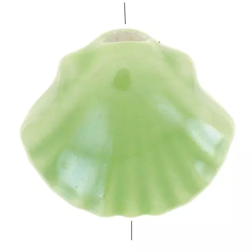 Cuenta concha de cerámica 10x12 mm - Verde claro iridiscente x5