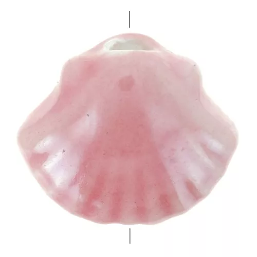Cuenta concha de cerámica 10x12 mm - Rosa claro iridiscente x5