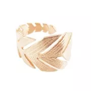Anilla hoja dorado rosa x1