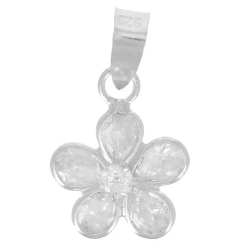 Colgante flor 10 mm con óxidos de circonio - Plateado 925 x1