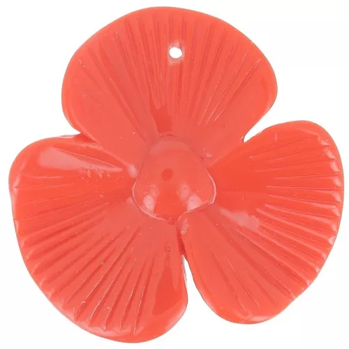Colgante flor 3 pétalos 42x43 mm en resina opaca - Rojo coral x1