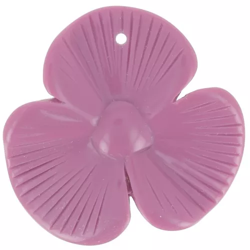 Colgante flor 3 pétalos 42x43 mm en resina opaca - Ciruela x1