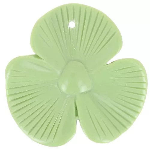 Colgante flor 3 pétalos 42x43 mm en resina opaca - Verde almendra x1