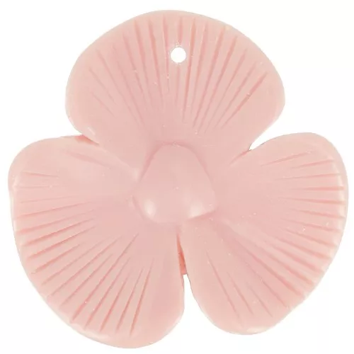 Colgante flor 3 pétalos 42x43 mm en resina opaca - Rosa x1