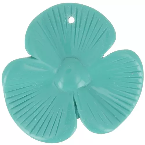 Colgante flor 3 pétalos 42x43 mm en resina opaca - Verde turquesa x1