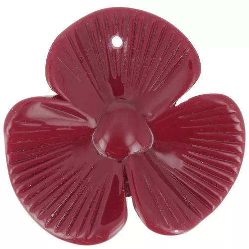 Colgante flor 3 pétalos 42x43 mm en resina opaca - Burdeos x1
