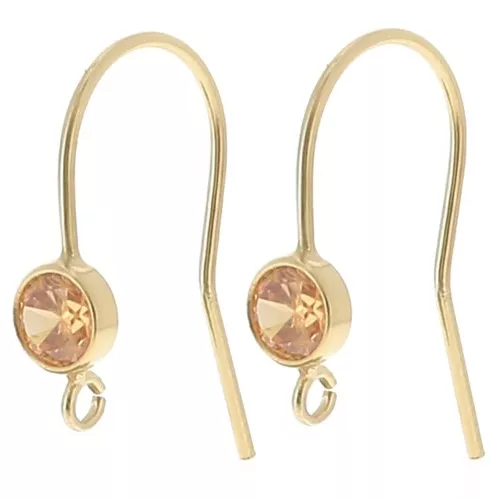 Pendientes 16 mm Óxido de circonio - Oro laminado Champán x2