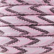Cordón sintético con pespunte Chevron de 6 mm Rosa x 50 cm