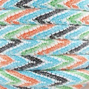 Cordón sintético con costura Chevron de 6 mm Naranja/Azul x 50cm