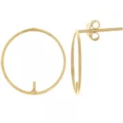 Ganchos pendientes redondos de 15 mm para semi-perforados - Plata 925 bañada en oro x2